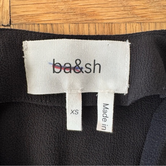 BA&SH XS Melinda Black Puff Sleeve Mini Dress Ruffle V Neck - Picture 4 of 9